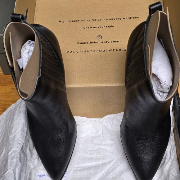 Marc Fisher LTD "Alva" Black Leather Boots--Classic Pointed Toe - Picture 3 of 11